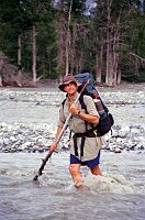 Dan crossing a raging river